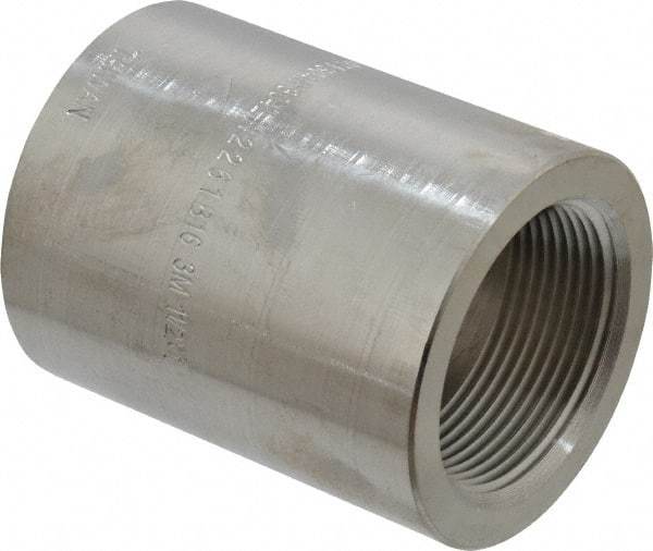 Merit Brass - 1-1/2 x 1" Grade 304/304L Stainless Steel Pipe Reducer Coupling - FNPT x FNPT End Connections, 3,000 psi - USA Tool & Supply