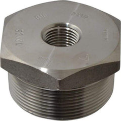 Merit Brass - 2 x 1/2" Grade 304/304L Stainless Steel Pipe Hex Bushing - MNPT x FNPT End Connections, 3,000 psi - USA Tool & Supply