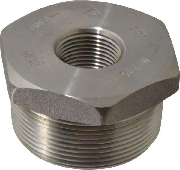 Merit Brass - 2 x 3/4" Grade 304/304L Stainless Steel Pipe Hex Bushing - MNPT x FNPT End Connections, 3,000 psi - USA Tool & Supply