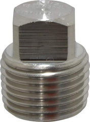 Merit Brass - 1/2" Grade 304/304L Stainless Steel Pipe Square Head Plug - MNPT End Connections, 3,000 psi - USA Tool & Supply