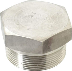 Value Collection - 2" Grade 304/304L Stainless Steel Pipe Hex Head Plug - MNPT End Connections, 3,000 psi - USA Tool & Supply