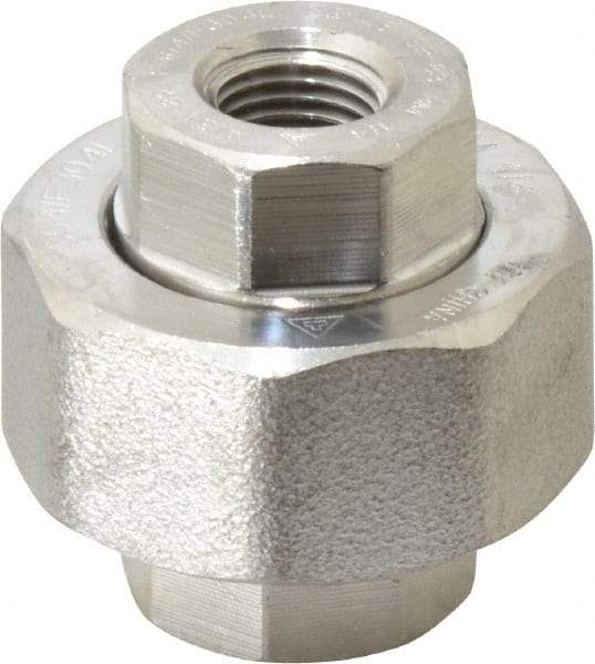 Value Collection - 1/4" Grade 304/304L Stainless Steel Pipe Union - FNPT x FNPT End Connections, 3,000 psi - USA Tool & Supply