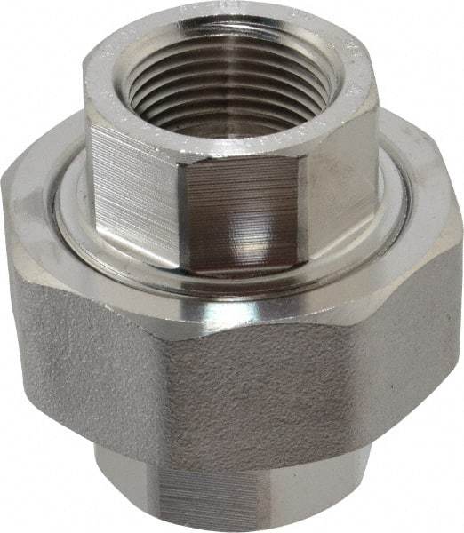 Merit Brass - 3/4" Grade 304/304L Stainless Steel Pipe Union - FNPT x FNPT End Connections, 3,000 psi - USA Tool & Supply
