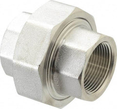 Merit Brass - 1-1/4" Grade 304/304L Stainless Steel Pipe Union - FNPT x FNPT End Connections, 3,000 psi - USA Tool & Supply
