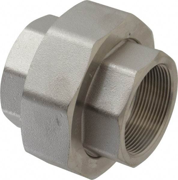 Merit Brass - 2" Grade 304/304L Stainless Steel Pipe Union - FNPT x FNPT End Connections, 3,000 psi - USA Tool & Supply