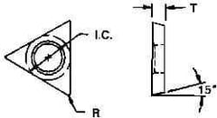 Everede Tool - TDAB07 Grade CT7 Cermet Boring Insert - 60° Triangle, 15° Relief Angle, 5/32" Inscr Circle, 3/64" Thick, 0.007" Corner Radius - USA Tool & Supply
