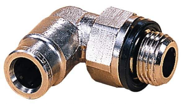 Norgren - 14mm Outside Diam, 3/8 BSPP, Nickel Plated Brass Push-to-Connect Tube Male Swivel Elbow - 260 Max psi, Tube to Male BSPP Connection, Nitrile O-Ring - USA Tool & Supply