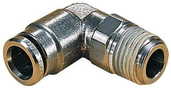 Norgren - 14mm Outside Diam, 3/8 BSPT, Nickel Plated Brass Push-to-Connect Tube Male Swivel Elbow - 260 Max psi, Tube to Male BSPT Connection, Nitrile O-Ring - USA Tool & Supply