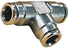 Norgren - 14mm Outside Diam, Nickel Plated Brass Push-to-Connect Tube Union Tee - 260 Max psi, Tube to Tube Connection, Nitrile O-Ring - USA Tool & Supply