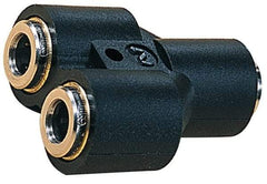 Norgren - 8 x 10mm Tube OD, Nickel Plated Brass Push-to-Connect Tube Union Y - Tube to Tube Connection, 260 Max psi, Nitrile O-Ring, 0 to 175°F Working Temp - USA Tool & Supply