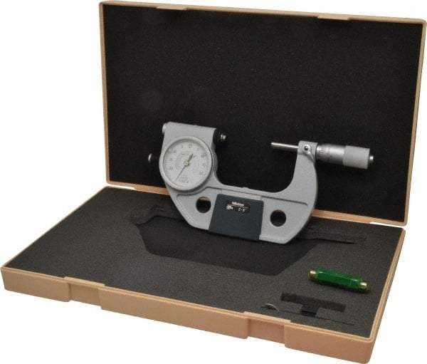 Mitutoyo - 2 to 3 Inch Range, 0.0001 Inch Graduation, Mechanical Indicating Micrometer - Accurate to 0.0001 Inch, Carbide-Tipped Measuring Face, Includes Fitted Plastic Case - USA Tool & Supply