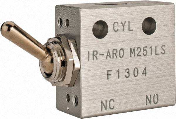 ARO/Ingersoll-Rand - 1/8" NPT Manual Mechanical Valve - 3-Way, 2 Position, Toggle/Manual & 0.2 CV Rate - USA Tool & Supply