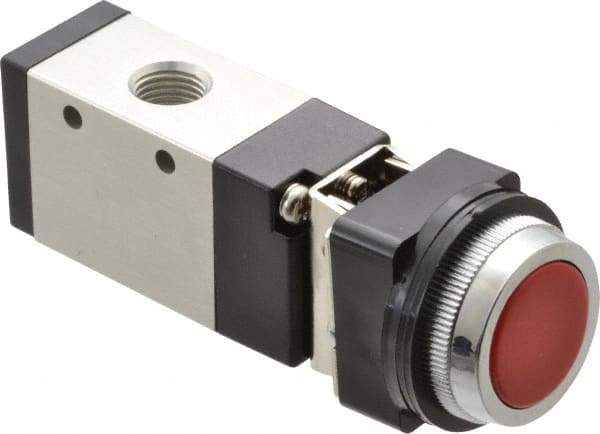 ARO/Ingersoll-Rand - 1/4" NPT Manual Mechanical Valve - 3-Way, 2 Position, Push-Button w/Guard/Spring & 0.7 CV Rate - USA Tool & Supply