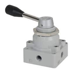 ARO/Ingersoll-Rand - 1/4" NPT Manual Mechanical Valve - 4-Way, 3 Position, Lever/Manual & 1.25 CV Rate - USA Tool & Supply