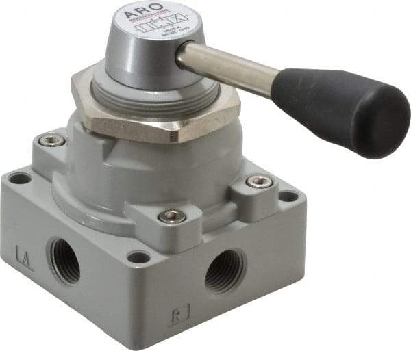 ARO/Ingersoll-Rand - 3/8" NPT Manual Mechanical Valve - 4-Way, 3 Position, Lever/Manual & 2 CV Rate - USA Tool & Supply