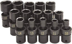 SK - 15 Piece 1/2" Drive Standard Impact Socket Set - 6 Points, 10 to 24mm, Metric Measurement Standard - USA Tool & Supply