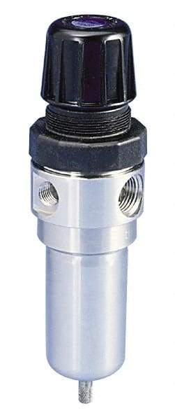 Parker - 1/2" NPT Port 1 Piece Filter/Regulator FRL Unit - Stainless Steel Bowl, 72 SCFM, 125 Max psi, 8.59" High, Manual Drain - USA Tool & Supply