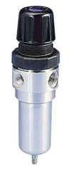 Parker - 1/2" NPT Port 1 Piece Filter/Regulator FRL Unit - Stainless Steel Bowl, 72 SCFM, 125 Max psi, 8.59" High, Manual Drain - USA Tool & Supply