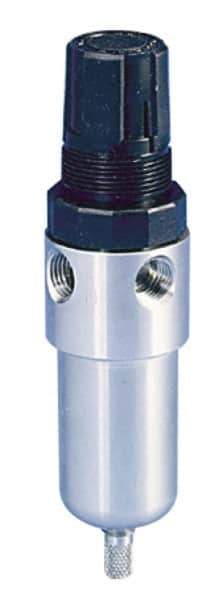 Parker - 1/4" NPT Port 1 Piece Filter/Regulator FRL Unit - Stainless Steel Bowl, 12 SCFM, 60 Max psi, 6.25" High, Manual Drain - USA Tool & Supply