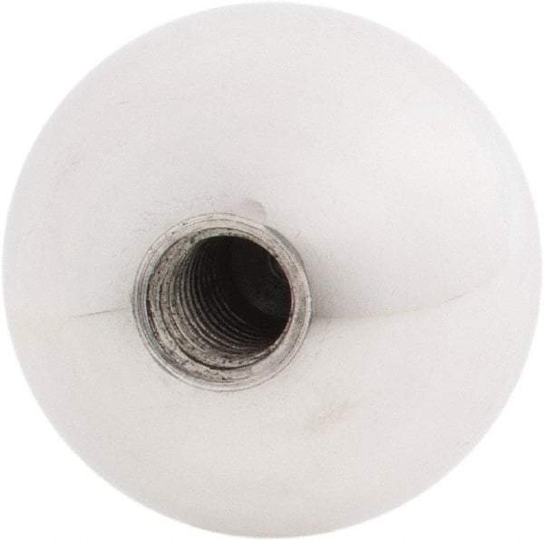 Gibraltar - 3/8-16 Thread, 1.38" Diam, Threaded Hole Ball Knob - Natural, Aluminum, Smooth Grip, 5/8" Hole Depth - USA Tool & Supply