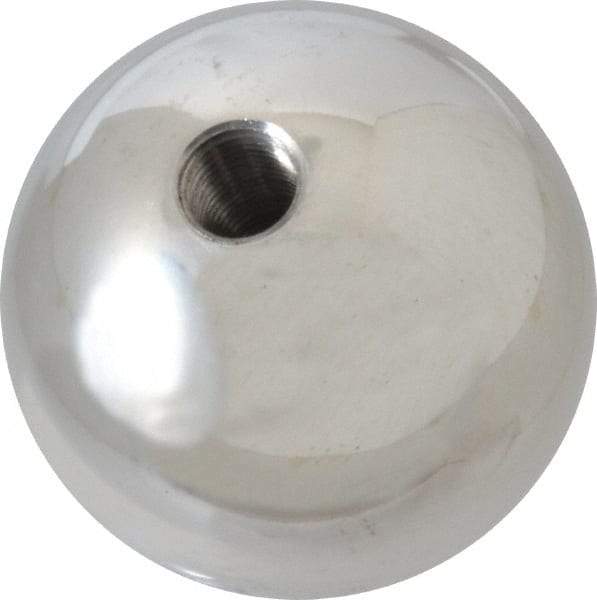 Gibraltar - 3/8-24 Thread, 1.88" Diam, Threaded Hole Ball Knob - Natural, Aluminum, Smooth Grip, 3/4" Hole Depth - USA Tool & Supply