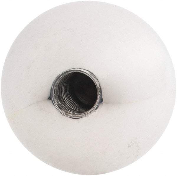 Gibraltar - 1/2-13 Thread, 1.88" Diam, Threaded Hole Ball Knob - Natural, Aluminum, Smooth Grip, 3/4" Hole Depth - USA Tool & Supply