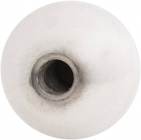 Gibraltar - 1/2-20 Thread, 1.88" Diam, Threaded Hole Ball Knob - Natural, Aluminum, Smooth Grip, 3/4" Hole Depth - USA Tool & Supply