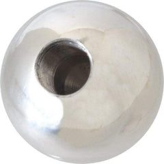 Gibraltar - 5/8-18 Thread, 1.88" Diam, Threaded Hole Ball Knob - Natural, Aluminum, Smooth Grip, 3/4" Hole Depth - USA Tool & Supply