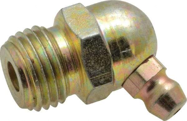 PRO-LUBE - 65° Head Angle, 1/4-18 NPT Steel Standard Grease Fitting - 9/16" Hex, 24.6mm Overall Height, 8.7mm Shank Length, Zinc Plated Finish - USA Tool & Supply