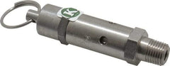Kingston - 1/4" Inlet, ASME Safety Relief Valve - 125 Max psi, Stainless Steel - USA Tool & Supply
