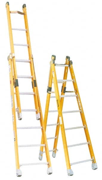 Made in USA - 8' High, Type IAA Rating, Fiberglass Extension Ladder - USA Tool & Supply