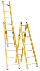Made in USA - 8' High, Type IAA Rating, Fiberglass Extension Ladder - USA Tool & Supply