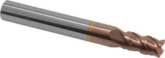 ProMax - 9/32" Diam, 1/2" LOC, 4 Flute Solid Carbide Roughing & Finishing Corner Radius End Mill - TiCN Finish, 2-1/2" OAL, 5/16" Shank Diam, Weldon Shank, 40° Helix, Centercutting, Stub Length - USA Tool & Supply