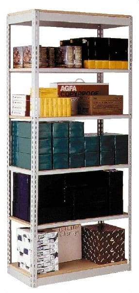 Hallowell - 6 Shelf Add-On Box Edge Open Steel Shelving - 500 Lb Capacity, 48" Wide x 87" High x 24" Deep, Gray - USA Tool & Supply