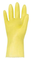 MAPA Professional - Size S (7), 10-1/2" Long, 10 mil Thick, PVC Chemical Resistant Gloves - Textured Finish, Gauntlet Pinked Cuff, Yellow - USA Tool & Supply