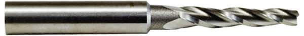 Made in USA - 7° Taper Angle per Side, 0.07" Small End Diam, 1-1/2" LOC, High Speed Steel 3 Flute Tapered Square End Mill - 3-1/4" OAL, 1/2" Shank Diam - USA Tool & Supply