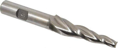 Made in USA - 5° Taper Angle per Side, 1/4" Small End Diam, 2-1/4" LOC, High Speed Steel 3 Flute Tapered Square End Mill - 4-1/4" OAL, 1/2" Shank Diam - USA Tool & Supply