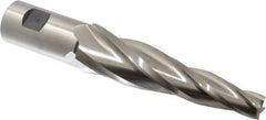 Made in USA - 5° Taper Angle per Side, 5/8" Small End Diam, 5" LOC, High Speed Steel 4 Flute Tapered Square End Mill - 7-1/2" OAL, 1-1/4" Shank Diam, Spiral Flute - USA Tool & Supply