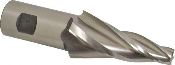 Made in USA - 10° Taper Angle per Side, 1/2" Small End Diam, 3-1/4" LOC, High Speed Steel 4 Flute Tapered Square End Mill - 5-3/4" OAL, 1-1/4" Shank Diam, Spiral Flute - USA Tool & Supply