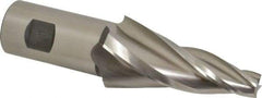 Made in USA - 10° Taper Angle per Side, 1/2" Small End Diam, 3-1/4" LOC, High Speed Steel 4 Flute Tapered Square End Mill - 5-3/4" OAL, 1-1/4" Shank Diam, Spiral Flute - USA Tool & Supply