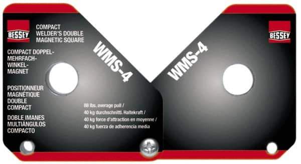 Bessey - 0 to 180° Holding Angle, 110 Lb Max Pull, Double Magnetic Welding & Fabrication Adjustable Square - 3-3/8" High x 6-1/8" Wide x 5/8" Deep - USA Tool & Supply