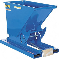 Vestil - 6,000 Lb Load Capacity, 1/3 Cu Yd, Steel Self-Dumping Hopper - 26" Wide x 51-7/8" Long x 38-1/16" High, Powder Coat Blue - USA Tool & Supply