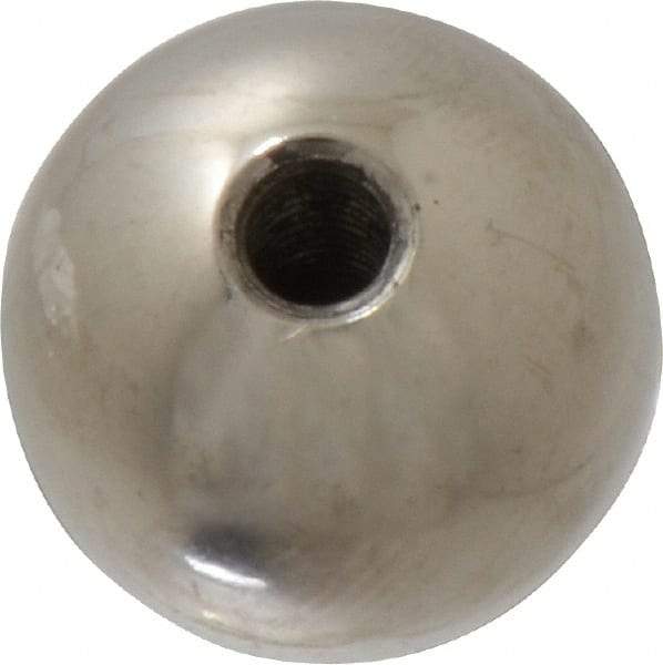 Gibraltar - 10-32 Thread, 3/4" Diam, Threaded Hole Ball Knob - Natural, Stainless Steel, Smooth Grip, 3/8" Hole Depth - USA Tool & Supply