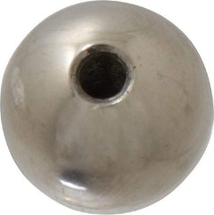 Gibraltar - 10-32 Thread, 3/4" Diam, Threaded Hole Ball Knob - Natural, Stainless Steel, Smooth Grip, 3/8" Hole Depth - USA Tool & Supply