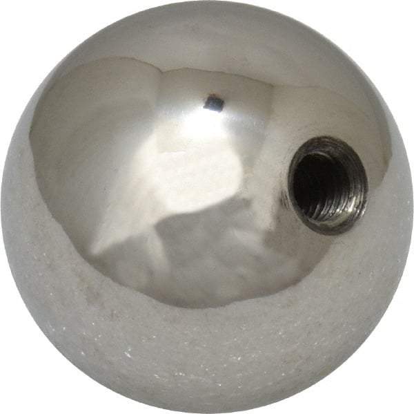 Gibraltar - 10-32 Thread, 1" Diam, Threaded Hole Ball Knob - Natural, Stainless Steel, Smooth Grip, 3/8" Hole Depth - USA Tool & Supply