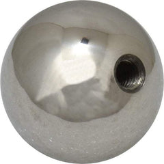 Gibraltar - 10-32 Thread, 1" Diam, Threaded Hole Ball Knob - Natural, Stainless Steel, Smooth Grip, 3/8" Hole Depth - USA Tool & Supply