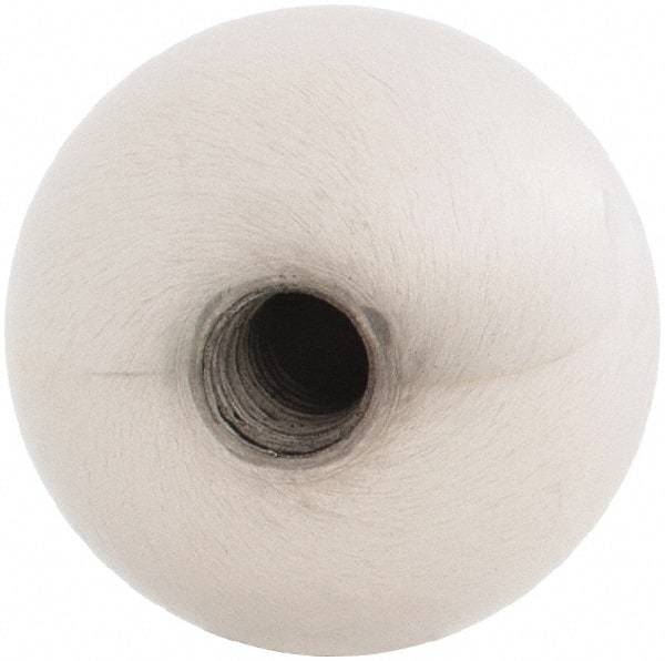 Gibraltar - 1/4-20 Thread, 1" Diam, Threaded Hole Ball Knob - Natural, Stainless Steel, Smooth Grip, 1/2" Hole Depth - USA Tool & Supply