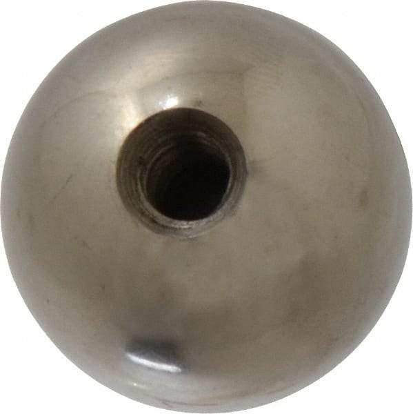 Gibraltar - 1/4-28 Thread, 1" Diam, Threaded Hole Ball Knob - Natural, Stainless Steel, Smooth Grip, 1/2" Hole Depth - USA Tool & Supply
