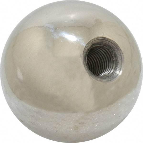Gibraltar - 5/16-24 Thread, 1.38" Diam, Threaded Hole Ball Knob - Natural, Stainless Steel, Smooth Grip, 5/8" Hole Depth - USA Tool & Supply
