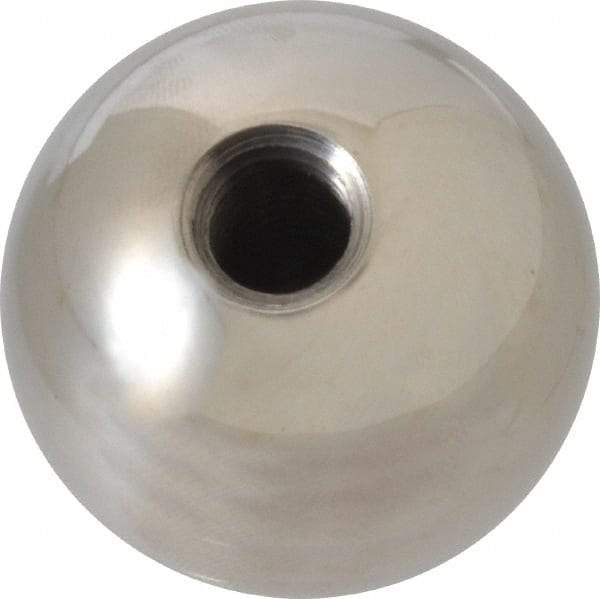 Gibraltar - 3/8-16 Thread, 1.38" Diam, Threaded Hole Ball Knob - Natural, Stainless Steel, Smooth Grip, 5/8" Hole Depth - USA Tool & Supply